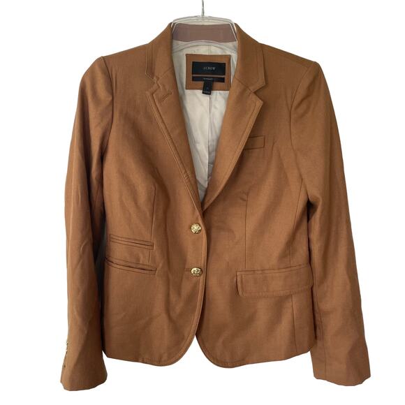 J. Crew Size 2 Wool Camel Tone Cold Buttons Schoolboy Jacket - Picture 1 of 9